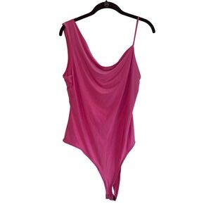 One‎ Shoulder Bodysuit Sleeveless Hot Pink Party Top XL